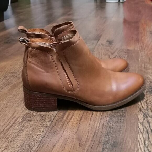 Korks Leather Ankle Boots Cognac Size 7.5 - Picture 1 of 7